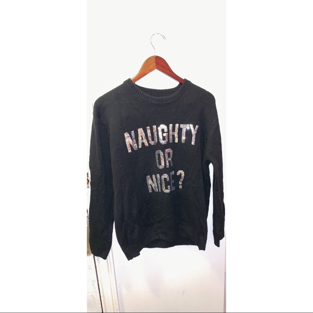 Black “Naughty or Nice” sweater